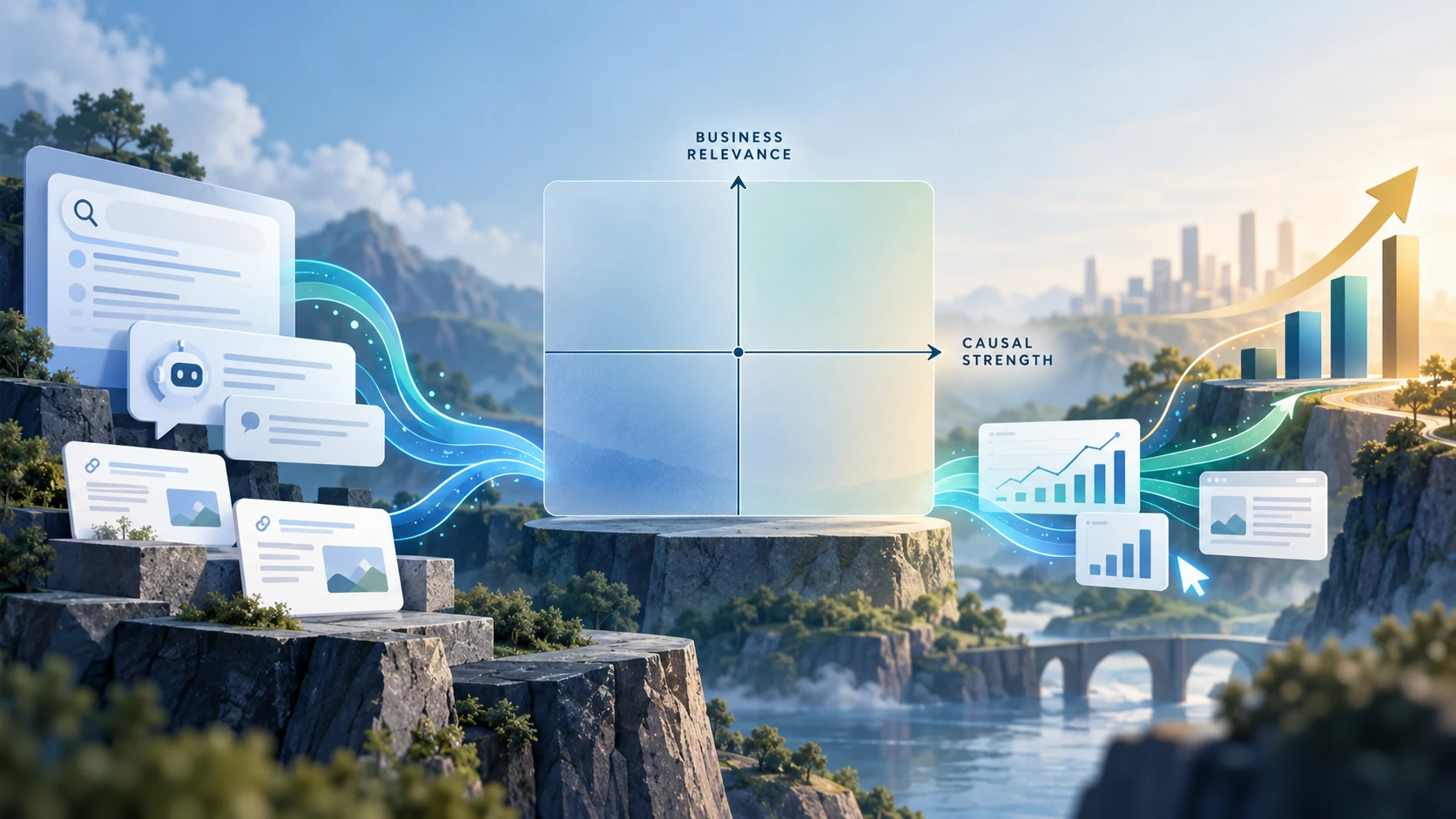 Controlled experiments offer strong attribution for upstream outcomes; live-site observations offer business relevance with weaker attribution.